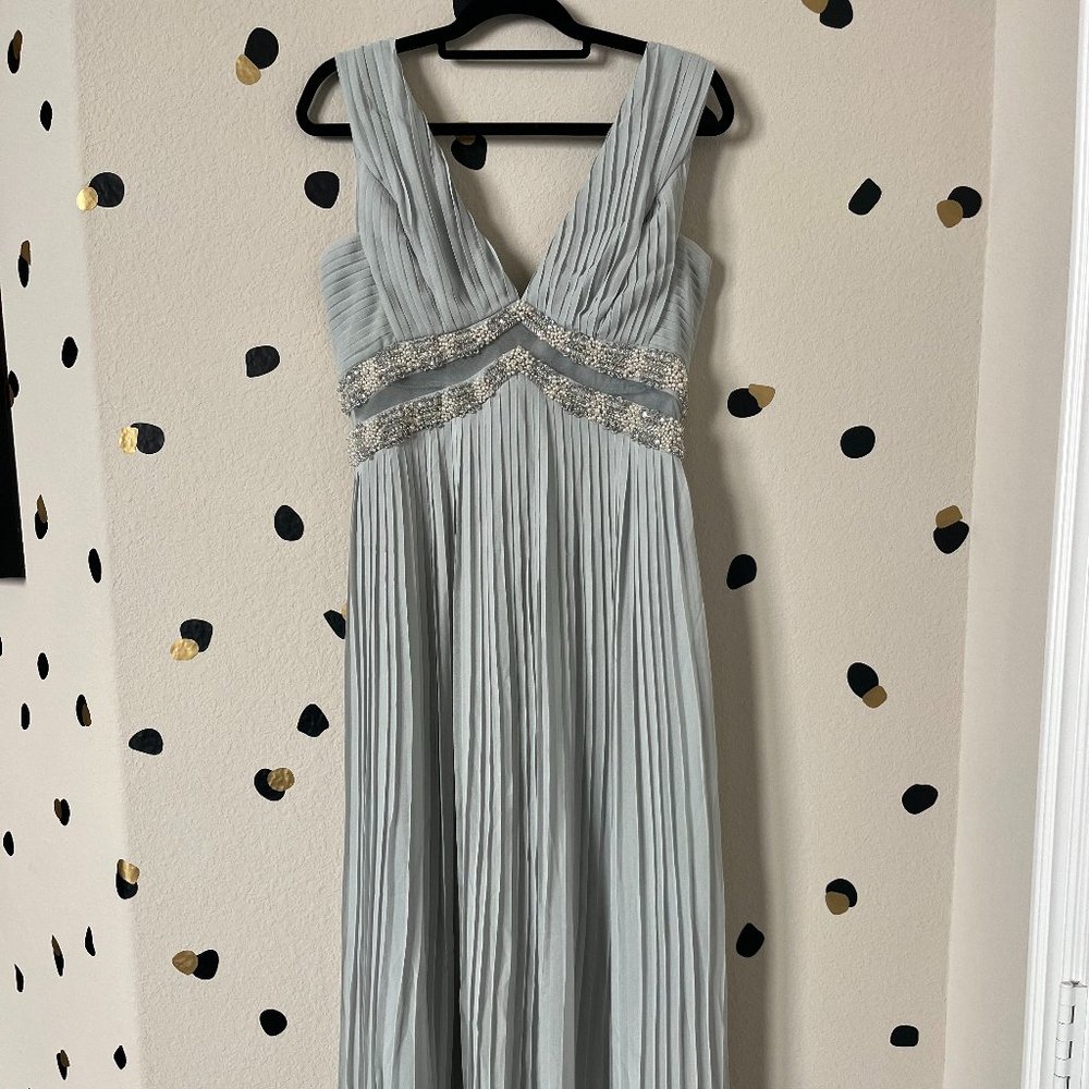 NWT ASOS Pleated Flory Pearl/Rhinestone Formal Gown